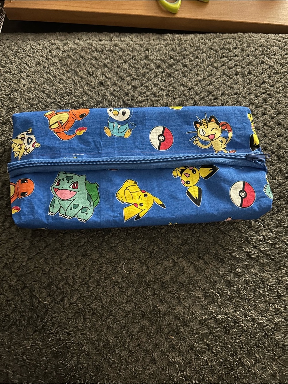 Handcrafted Blue Pokémon Print Kids Pencil Case